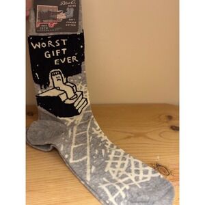 Blue‎ Q Mens Crew Socks "Worst Gift Ever"Funny Cotton Spandex Blend Sz 7 - 12